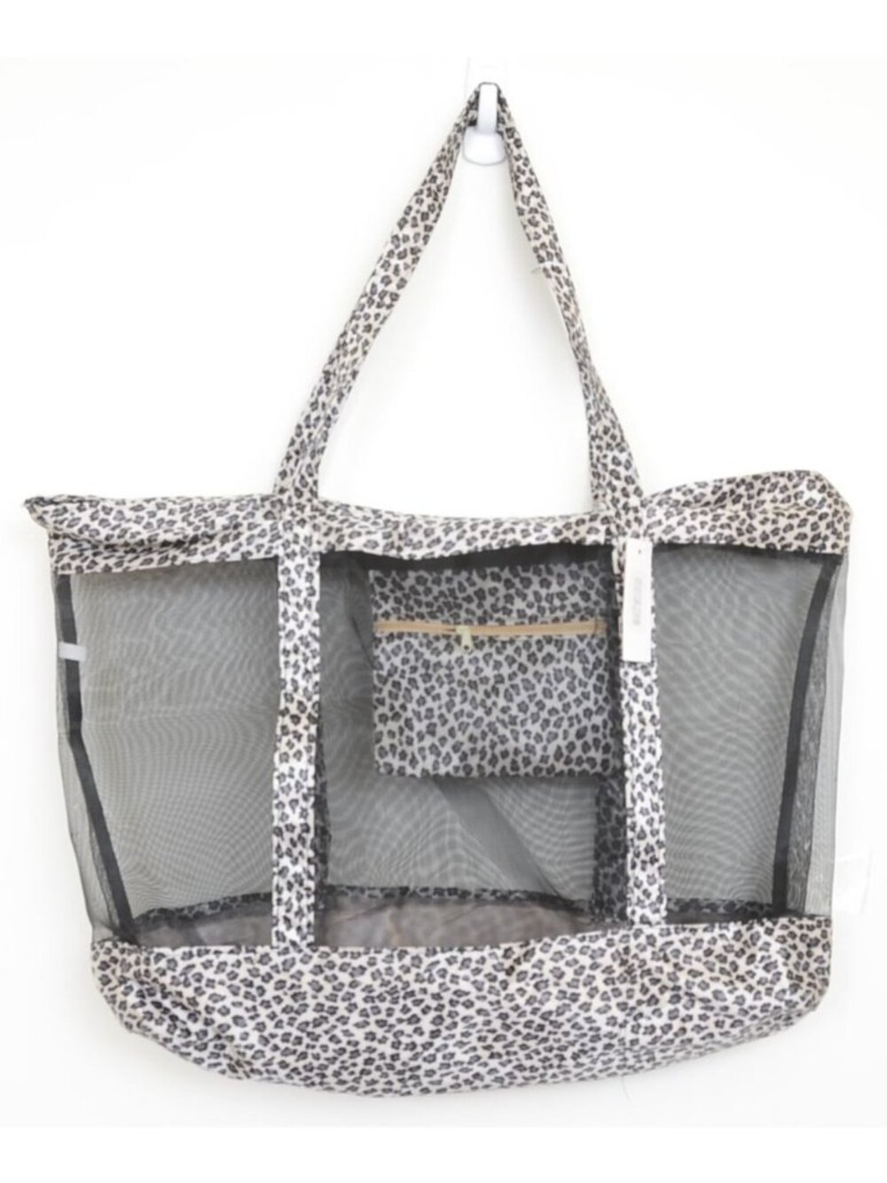NEW Huge Oversized Travel Tote Leopard Mesh Zipper Beach Bag Carry-on Shopper